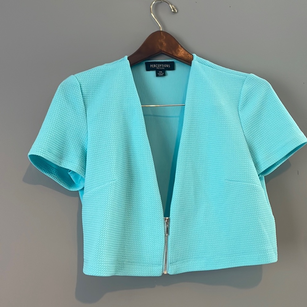 Bright blue short sleeve jacket